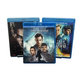 Star Trek, Star Trek Beyond,  Star Trek Into Darkness Lot of 3 Blu-ray Movies